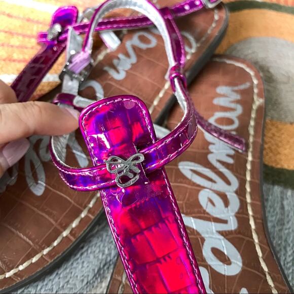 Sam Edelman Gigi T Strap Sandal in Bright Metallic Purple Big Girl's Size 4 - Picture 3 of 7